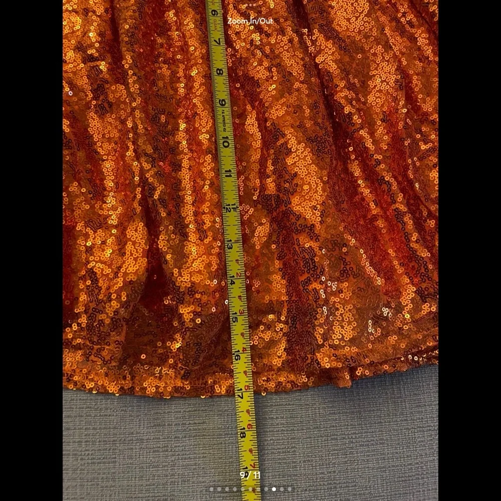 Halloween Kids Girls Pumpkin Outfit Sequins READ for size